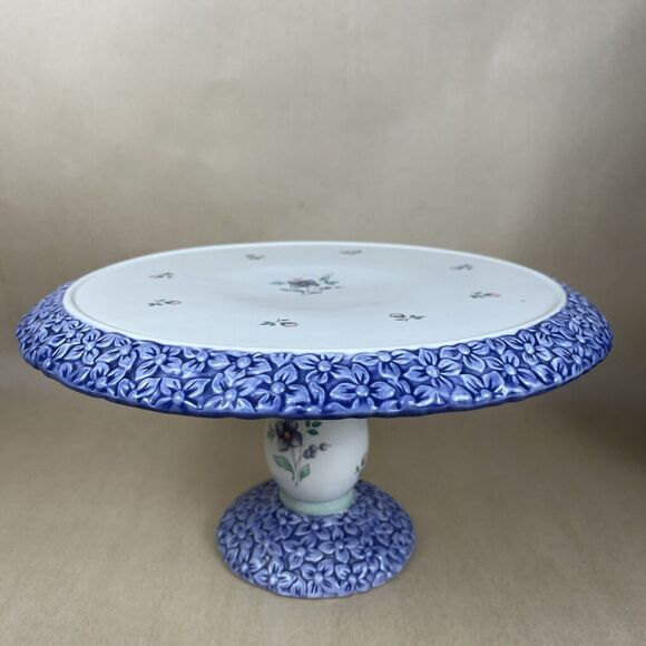 Pfaltzgraff Other - HTF PFALTZGRAFF April Embrossed Floral Pedestal Cake Plate Stand 12" D Mint